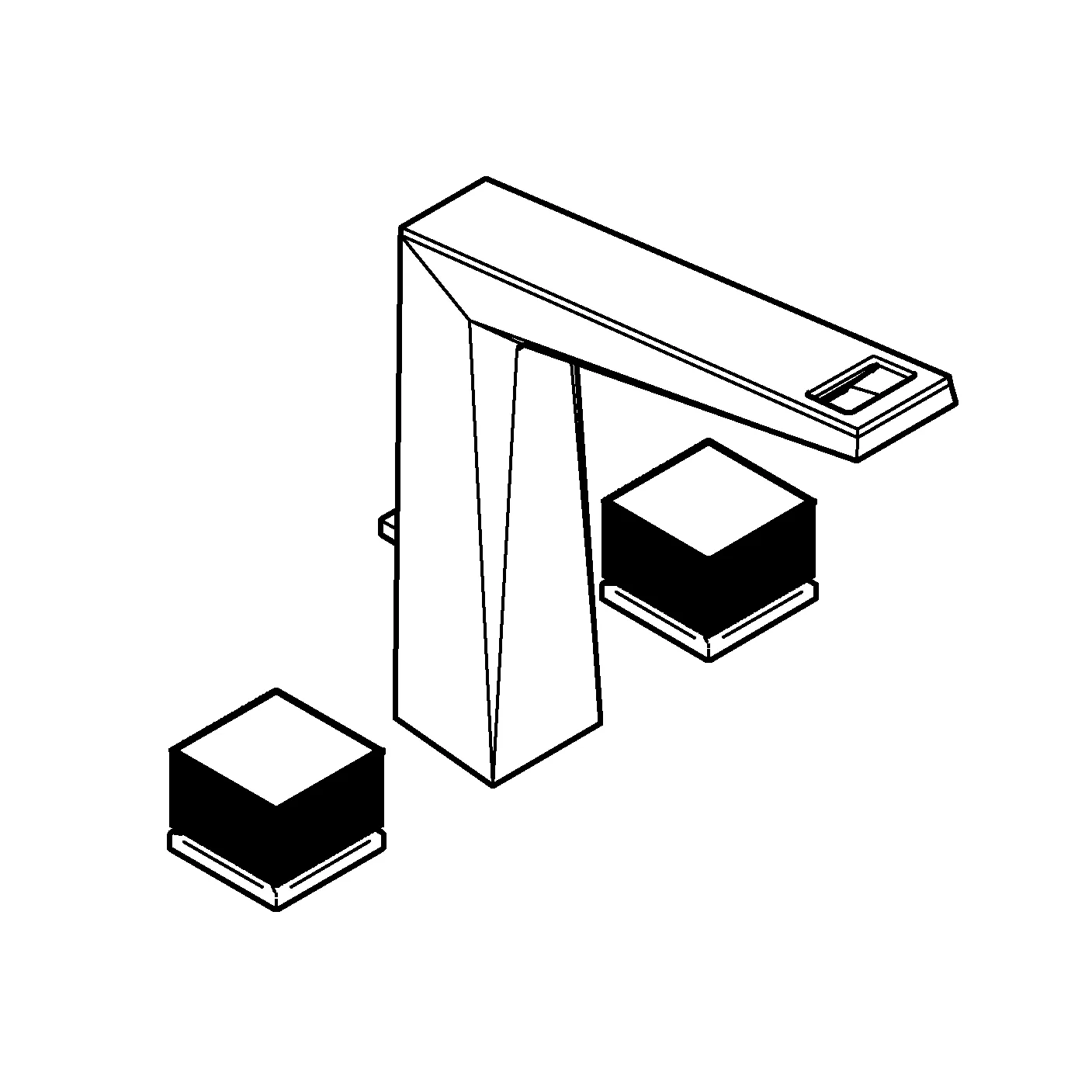 3-Loch-Waschtischbatterie Allure Brilliant Private Collection 20671, mit Knopfbetätigung (Kubus) White Attica Ceasarstone, Zugstangen-Ablaufgarnitur 1 1/4", chrom 3-Loch-Waschtischbatterie Allure Brilliant Private Collection 20671, mit Knopfbetätigung (Kubus) White Attica Ceasarstone, Zugstangen-Ablaufgarnitur 1 1/4", chrom