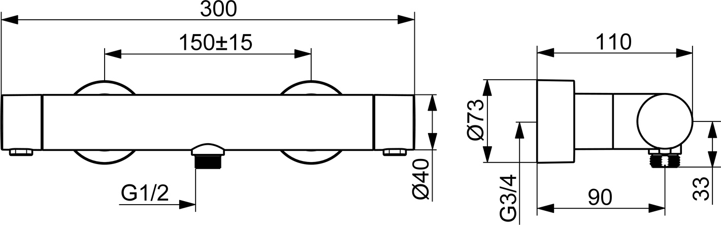 Brausebatterie PRISMA 5808 Chrom