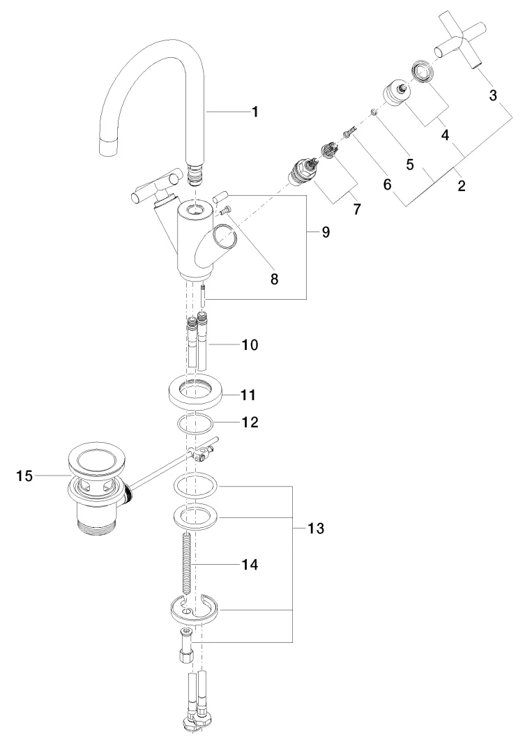 Waschtisch-Einlochbatterie mit Ablaufgarnitur TARA Chrom 22512892