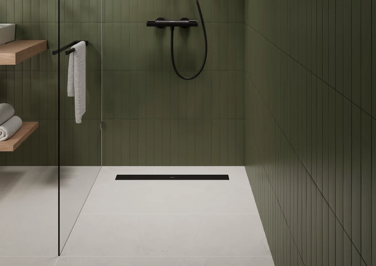 Hansgrohe RainDrain Go Komplettset Duschrinne 500 mm, rückseitig befliessbar, Mattschwarz