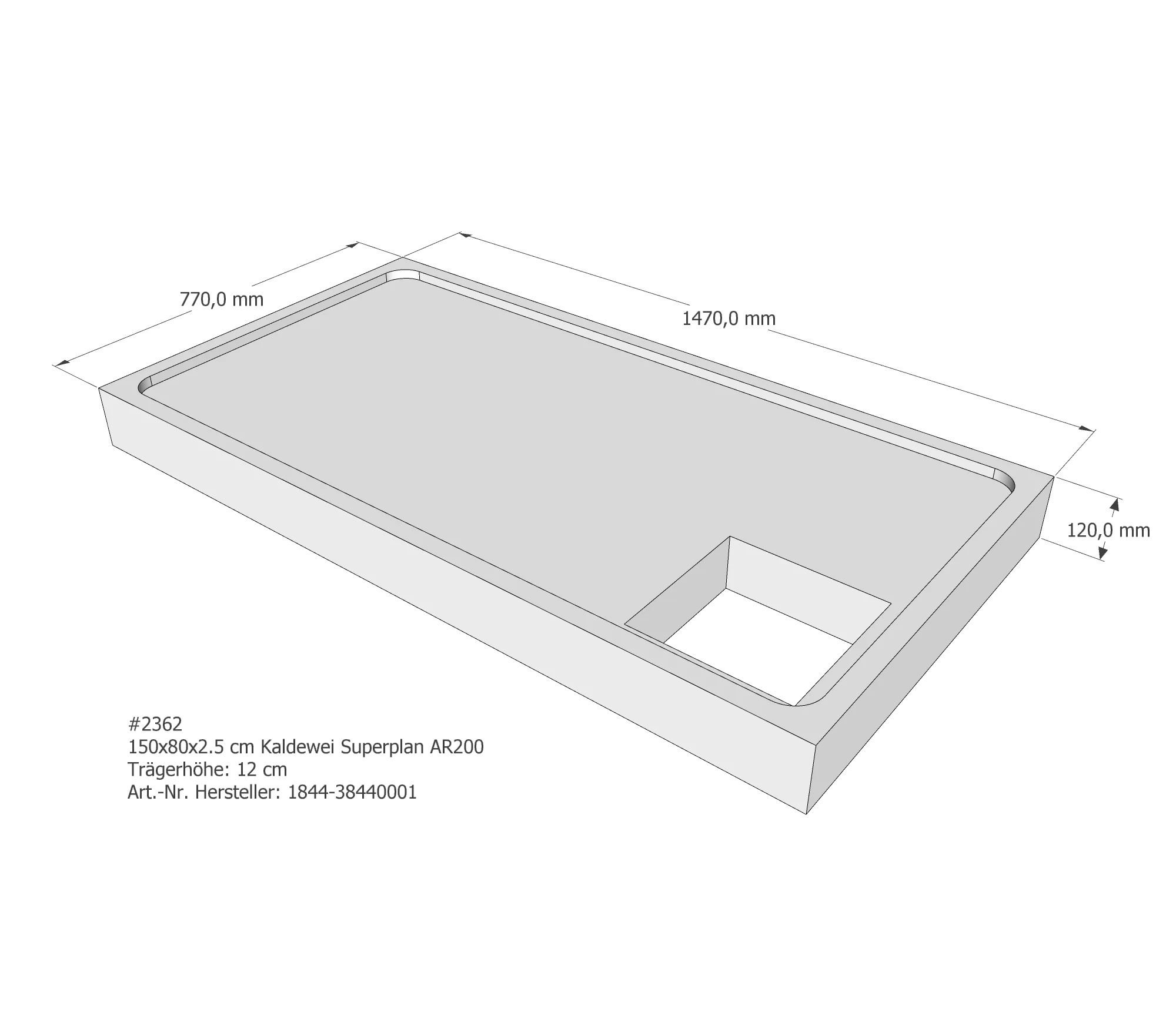 Duschwannenträger passend für Kaldewei Superplan 150 × 80 × 2,5 cm