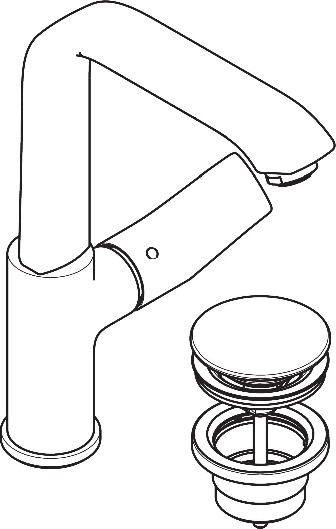 Hansgrohe Metris Einhebel-Waschtischmischer 230, Chrom, Ausladung 155 mm, Auslaufhöhe 230 mm, Schwenkbereich 120°, Push-Open Ablaufgarnitur G 1¼, max. Durchflussmenge 5 l/min
