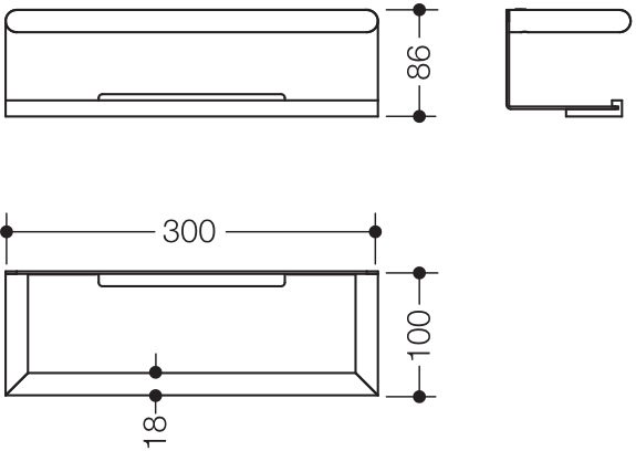 HEWI Ablage „System 162“ in 8,6 × 10 cm