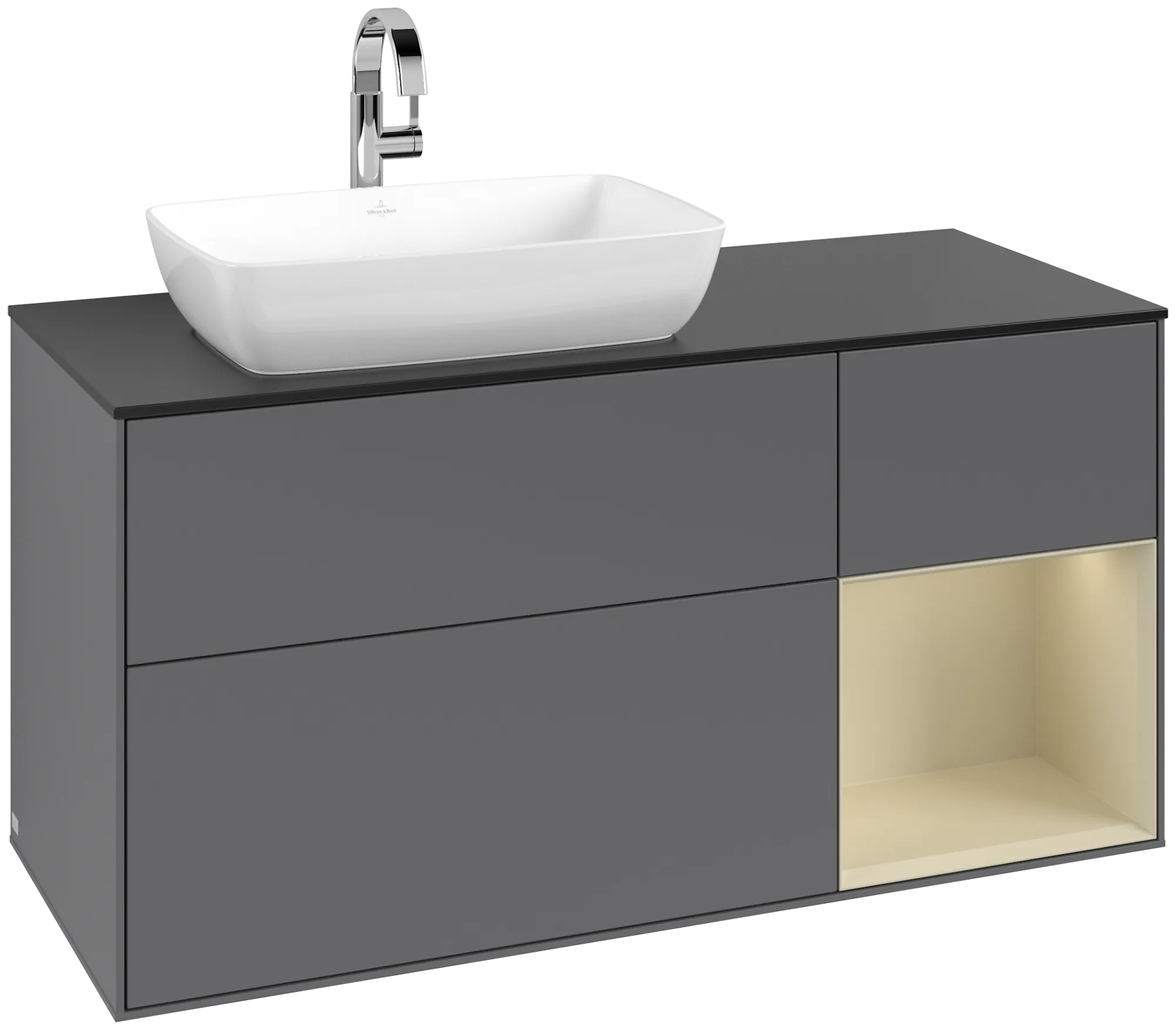 Villeroy & Boch Finion Waschbeckenunterschrank F81, anthrazit/silbergrau/glass black