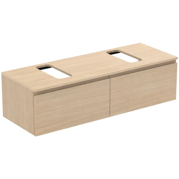 Ideal Standard Waschtischunterschrank Finesse E3495US, 1402x505x378mm, 2 Auszüge, Eiche weiß