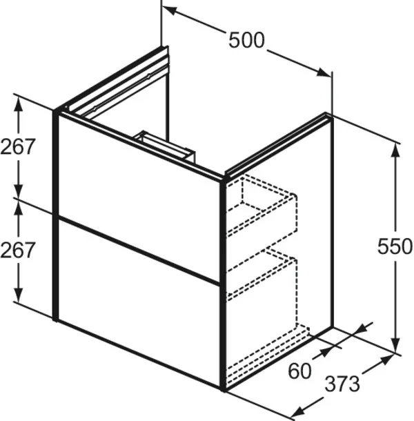 Möbelwaschtischunterschrank Conca 500x375x548mm 2 Auszüge Weiß matt Möbelwaschtischunterschrank Conca 500x375x548mm 2 Auszüge Weiß matt