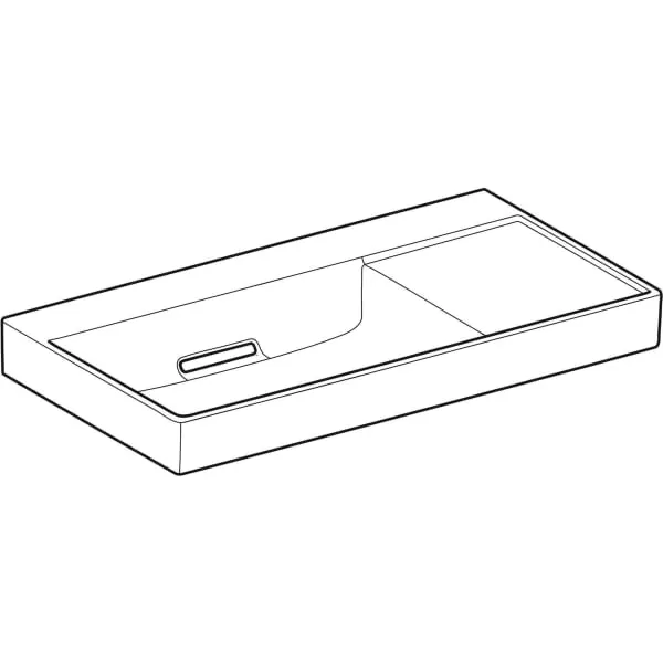Wandwaschtisch mit Ablagefläche „One“ mit horizontalem Ablauf, rechteckig, Ablagefläche rechts 90 × 48 cm in weiß alpin mit KeraTect®