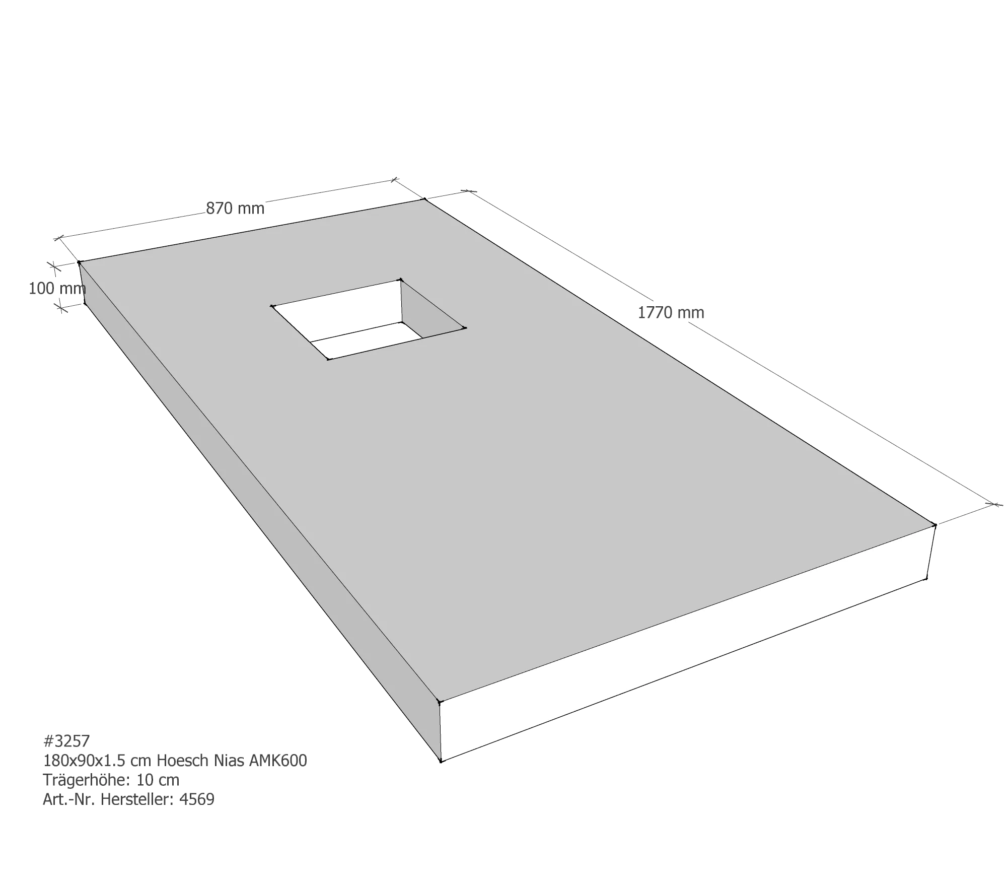 Duschwannenträger passend für Hoesch Nias 180 × 90 × 1,5 cm