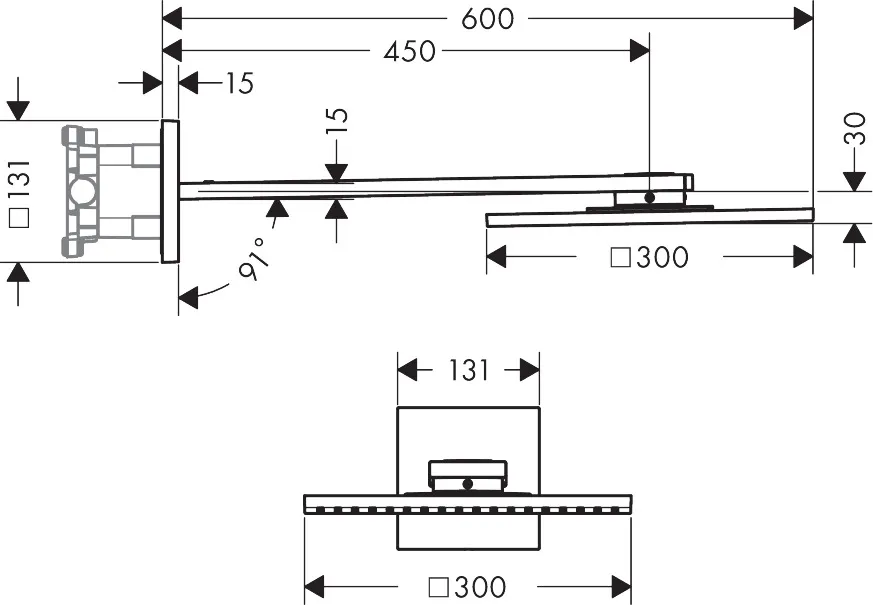 Kopfbrause 300/300 2jet Axor chrom mit Brausearm Kopfbrause 300/300 2jet Axor chrom mit Brausearm