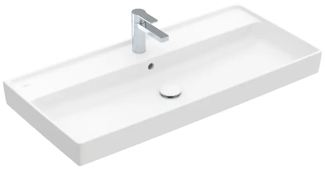 Villeroy & Boch Schrankwaschtisch aus TitanCeram „Collaro“ 1000 × 470 × 160 mm, mit Hahnlochbohrung, Hahnlochposition mittig in Stone White Villeroy & Boch Schrankwaschtisch aus TitanCeram „Collaro“ 1000 × 470 × 160 mm, mit Hahnlochbohrung, Hahnlochposition mittig in Stone White