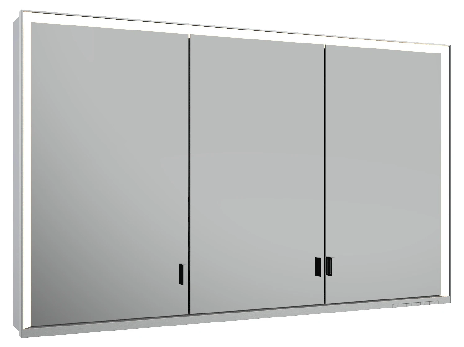 KEUCO Wandvorbau Spiegelschrank mit verdecktem Ablagefach „Royal Lumos“ in Silber (eloxiert), Aufputz, mit Steckdosen 1200 × 735 × 165 mm