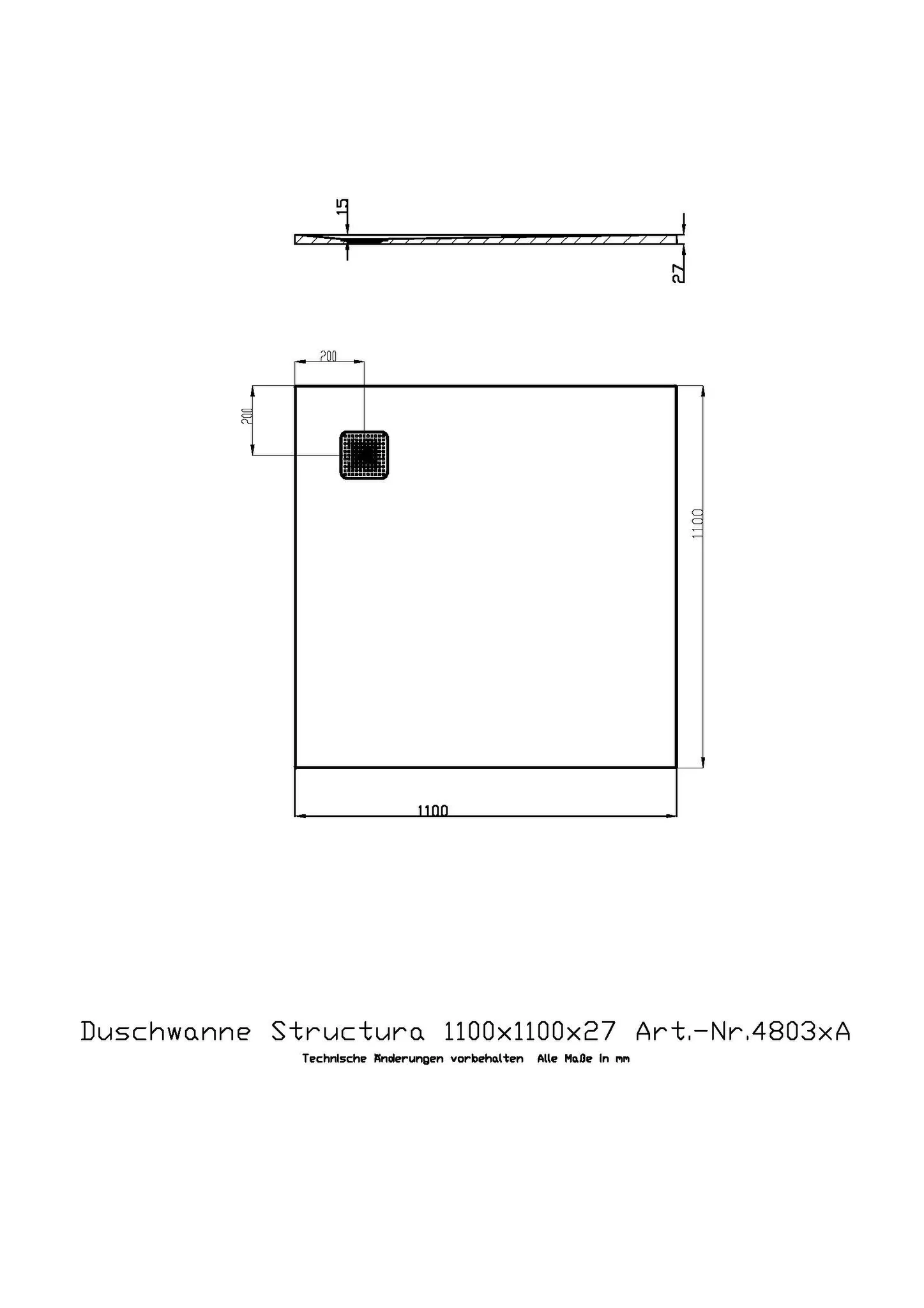 Duschwanne Structura 1100x1100x27 in gesoftete Schieferoptik, mit Antirutsch B, Material Solique, Weiß Duschwanne Structura 1100x1100x27 in gesoftete Schieferoptik, mit Antirutsch B, Material Solique, Weiß