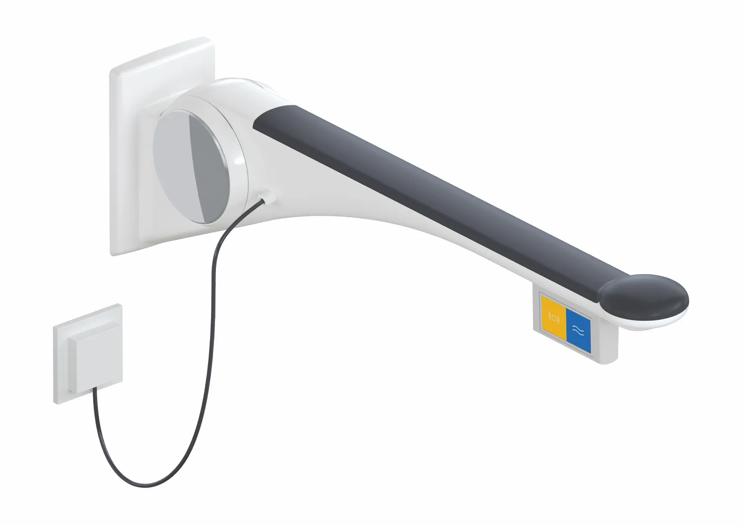 HEWI Stützklappgriff Premium LifeSystem, rechts, Ausladung 850 mm, Signalweiß glänzend mit Griffpad Anthrazit matt HEWI Stützklappgriff Premium LifeSystem, rechts, Ausladung 850 mm, Signalweiß glänzend mit Griffpad Anthrazit matt