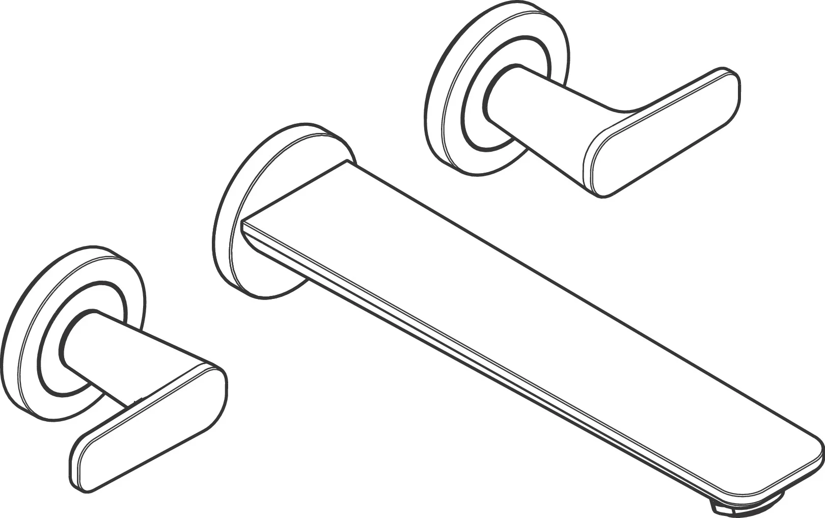 Hansgrohe AXOR Citterio C 3-Loch Wannenarmatur Unterputz, Chrom, Ausladung 222 mm, Normalstrahl, max. Durchfluss 20 l/min
