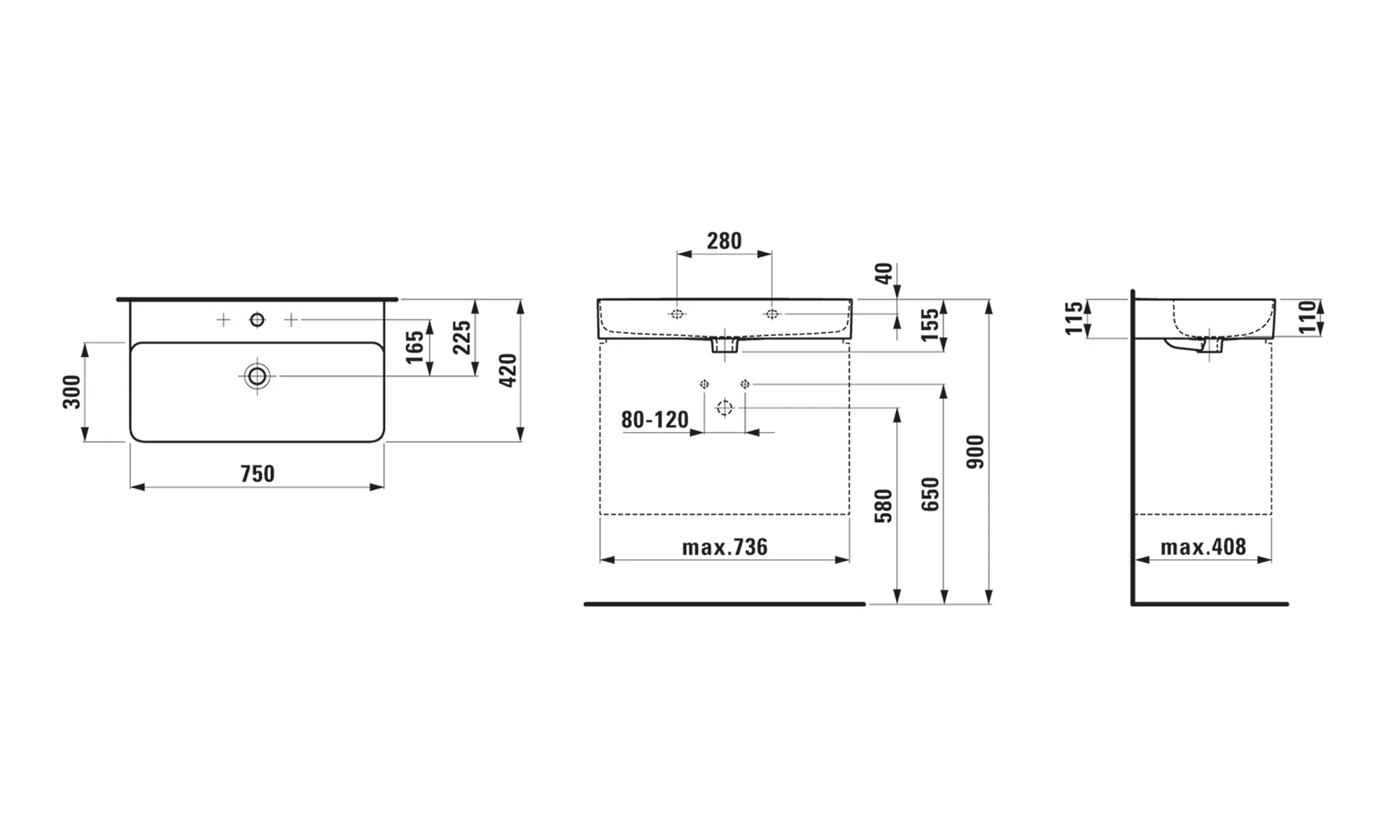 Laufen Waschtisch VAL 420x750x155 1 Hahnloch mit Überlauf LCC weiß Laufen Waschtisch VAL 420x750x155 1 Hahnloch mit Überlauf LCC weiß