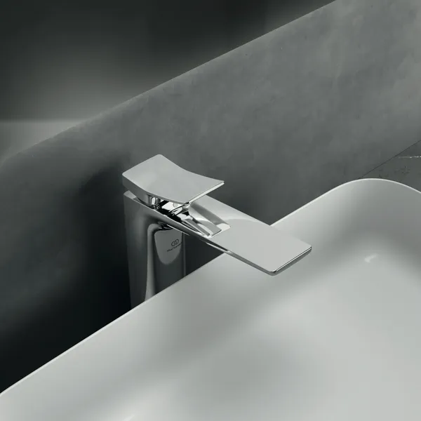 Waschtischarmatur Conca, mit verlängertem Sockel, ohne Ablaufgarnitur, Ausladung 150mm, Brushed Gold Waschtischarmatur Conca, mit verlängertem Sockel, ohne Ablaufgarnitur, Ausladung 150mm, Brushed Gold