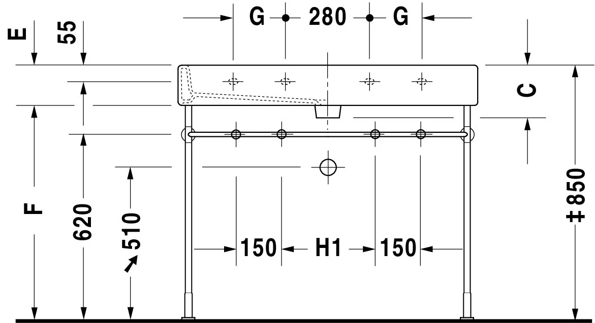 Wandwaschtisch „Vero“, mit Überlauf, Hahnlochposition mittig Wandwaschtisch „Vero“, mit Überlauf, Hahnlochposition mittig