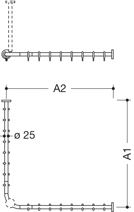 HEWI Duschvorhangstange „System 900“