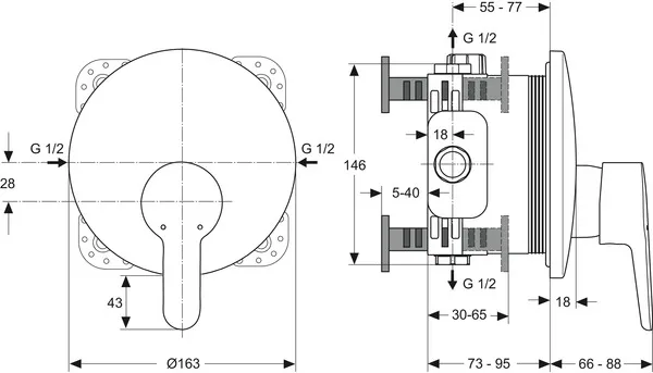 Brausearmatur Unterputz Connect Blue, Bausatz 2, Rosette Durchmesser:163mm, Chrom Brausearmatur Unterputz Connect Blue, Bausatz 2, Rosette Durchmesser:163mm, Chrom