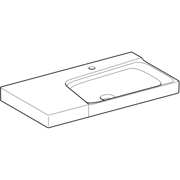 Wandwaschtisch mit Ablagefläche „Xeno2“, rechteckig, Ablagefläche links 90 × 48 cm mit KeraTect® Wandwaschtisch mit Ablagefläche „Xeno2“, rechteckig, Ablagefläche links 90 × 48 cm mit KeraTect®