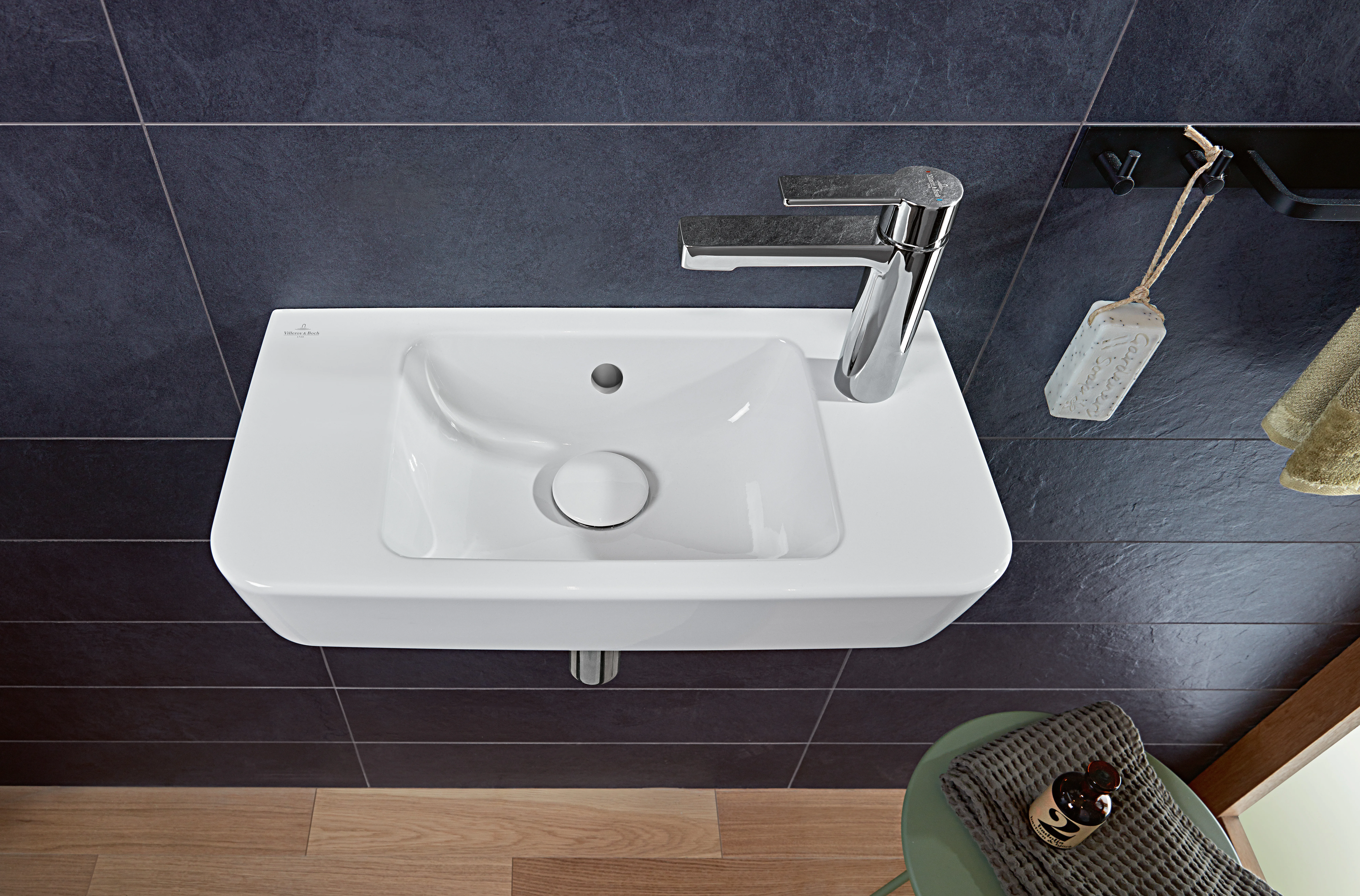 Villeroy & Boch Handwaschbecken „O.novo“ Compact 500 × 250 × 145 mm, für Becken mittig, mit Hahnlochbohrung, Hahnlochposition rechts in Weiß Alpin Villeroy & Boch Handwaschbecken „O.novo“ Compact 500 × 250 × 145 mm, für Becken mittig, mit Hahnlochbohrung, Hahnlochposition rechts in Weiß Alpin