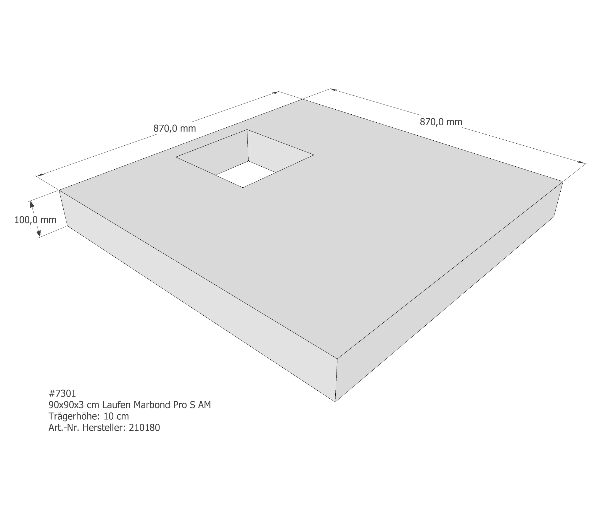 Duschwannenträger für Laufen Pro S 90 × 90 cm
