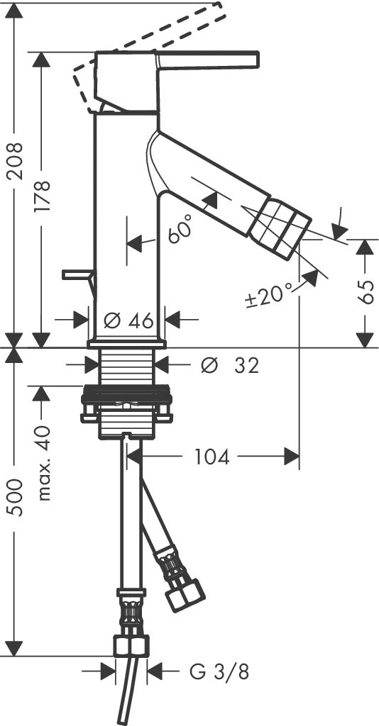 Bidetmischer Axor Starck Hebelgriff chrom