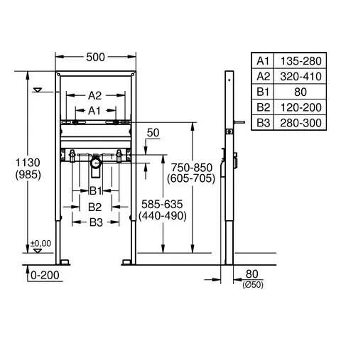 Waschtisch-Element Rapid SL 39052, 1,13 m Bauhöhe, für Einlochbatterie, für Vorwand- oder Ständerwandmontage, mit Schallschutz, 2 schallgedämmte Armaturenanschlüsse DN 15, HT-Ablaufbogen DN 50 Waschtisch-Element Rapid SL 39052, 1,13 m Bauhöhe, für Einlochbatterie, für Vorwand- oder Ständerwandmontage, mit Schallschutz, 2 schallgedämmte Armaturenanschlüsse DN 15, HT-Ablaufbogen DN 50