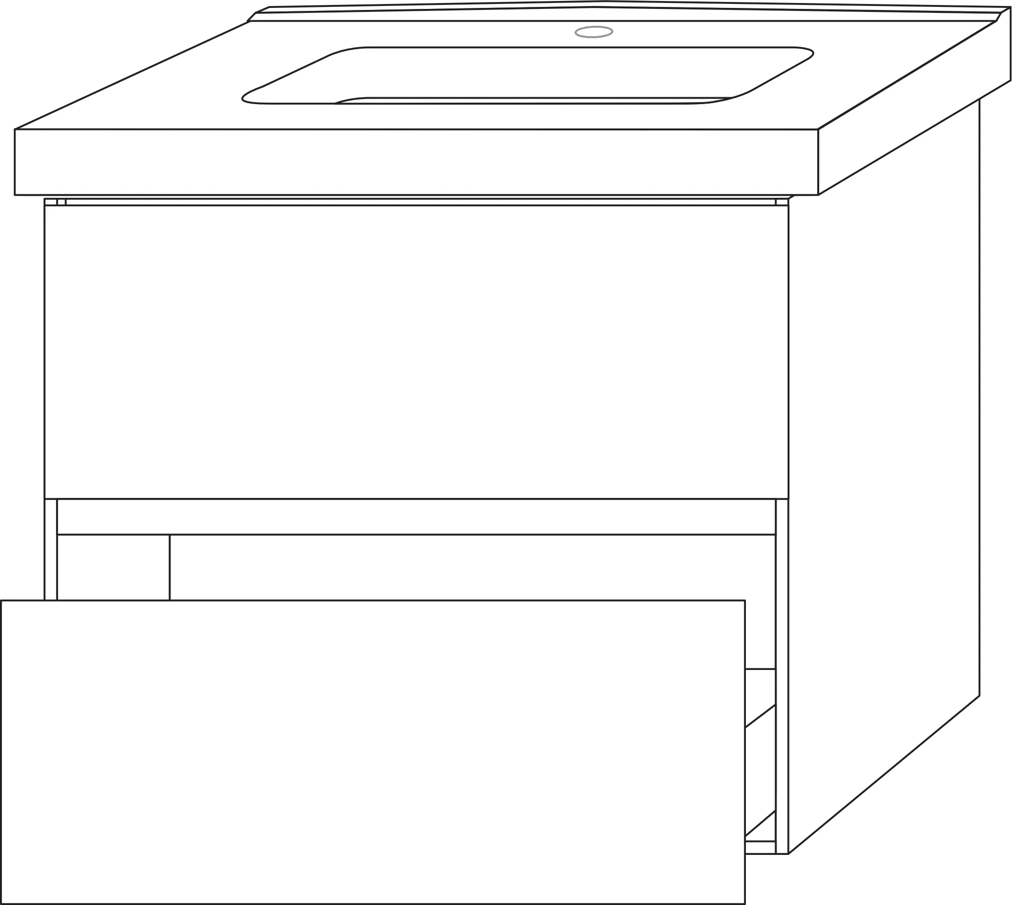 Sanipa Keramik-Waschtisch-Set mit Waschtischunterschrank „Solo One“ 60 × 45 × 55,1 cm in Anthrazit-Glanz