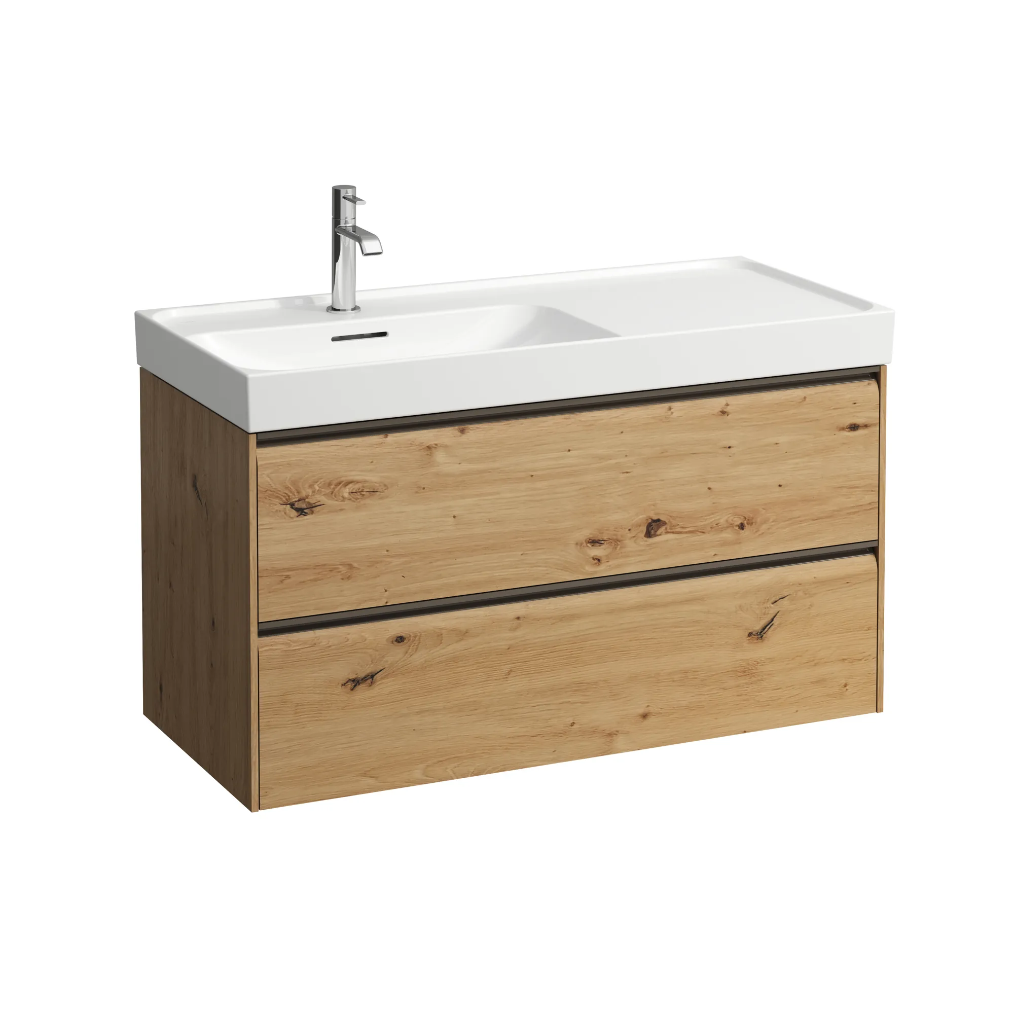 Waschtischunterbau MEDA 448x984x515 2 Schubladen integrierte Griffleiste für Waschtisch H817118 weiß matt
