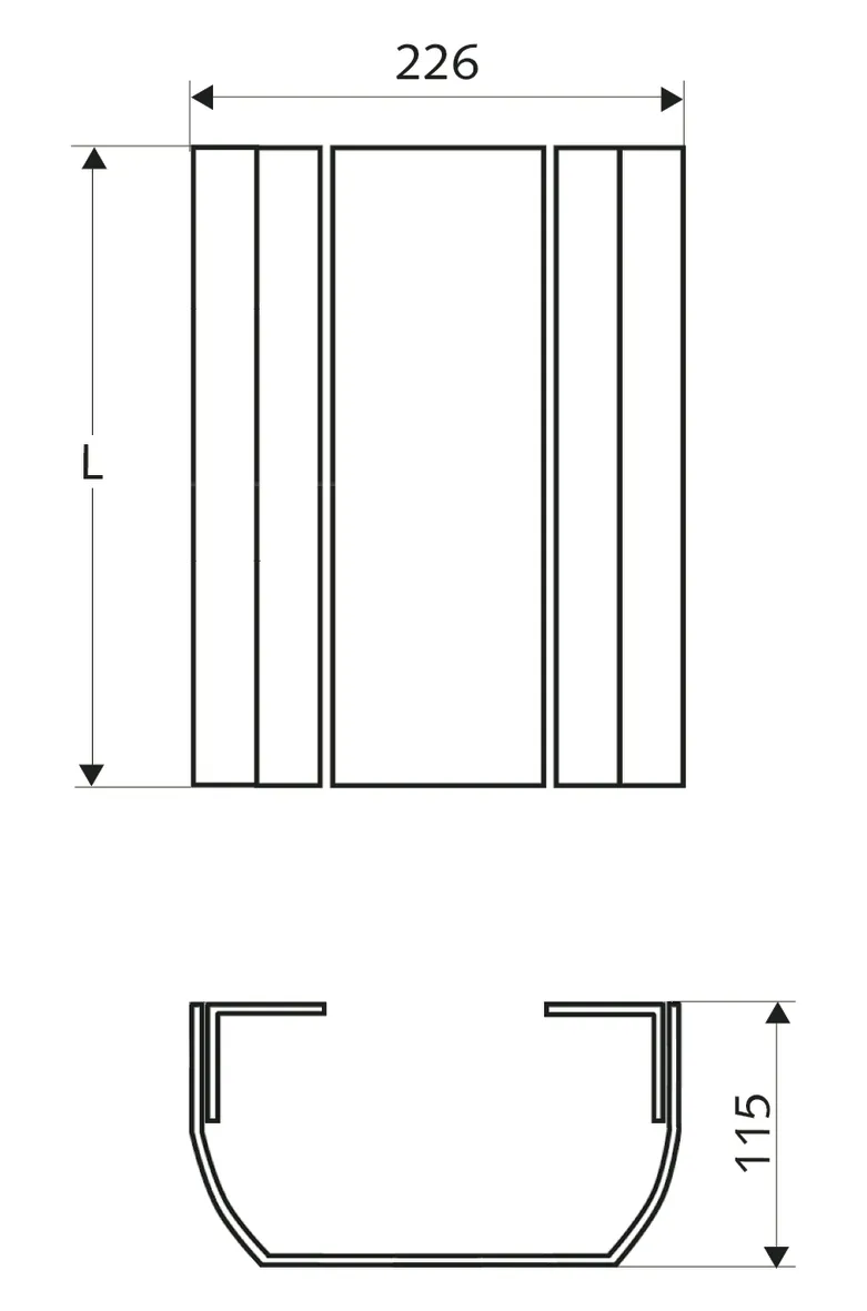 Anschlussblende Duschpaneel LINUS, Anschlussblende, Aufmaß-451-950mm, gestrahlt, eloxiert (Fertigung bis 06/2020)