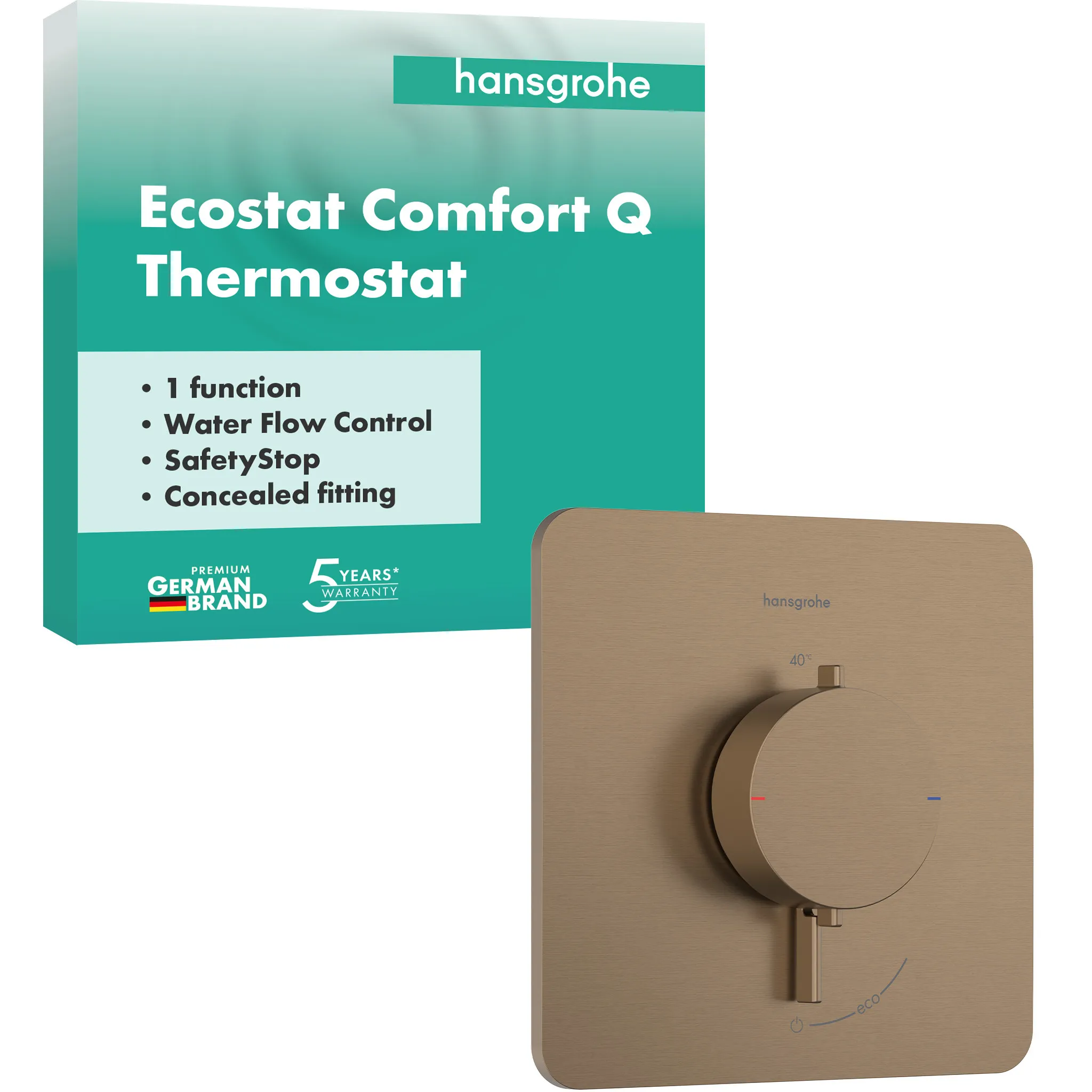Hansgrohe Unterputz-Armatur „Ecostat Comfort Q“ Ausladung 0 mm in Brushed Bronze