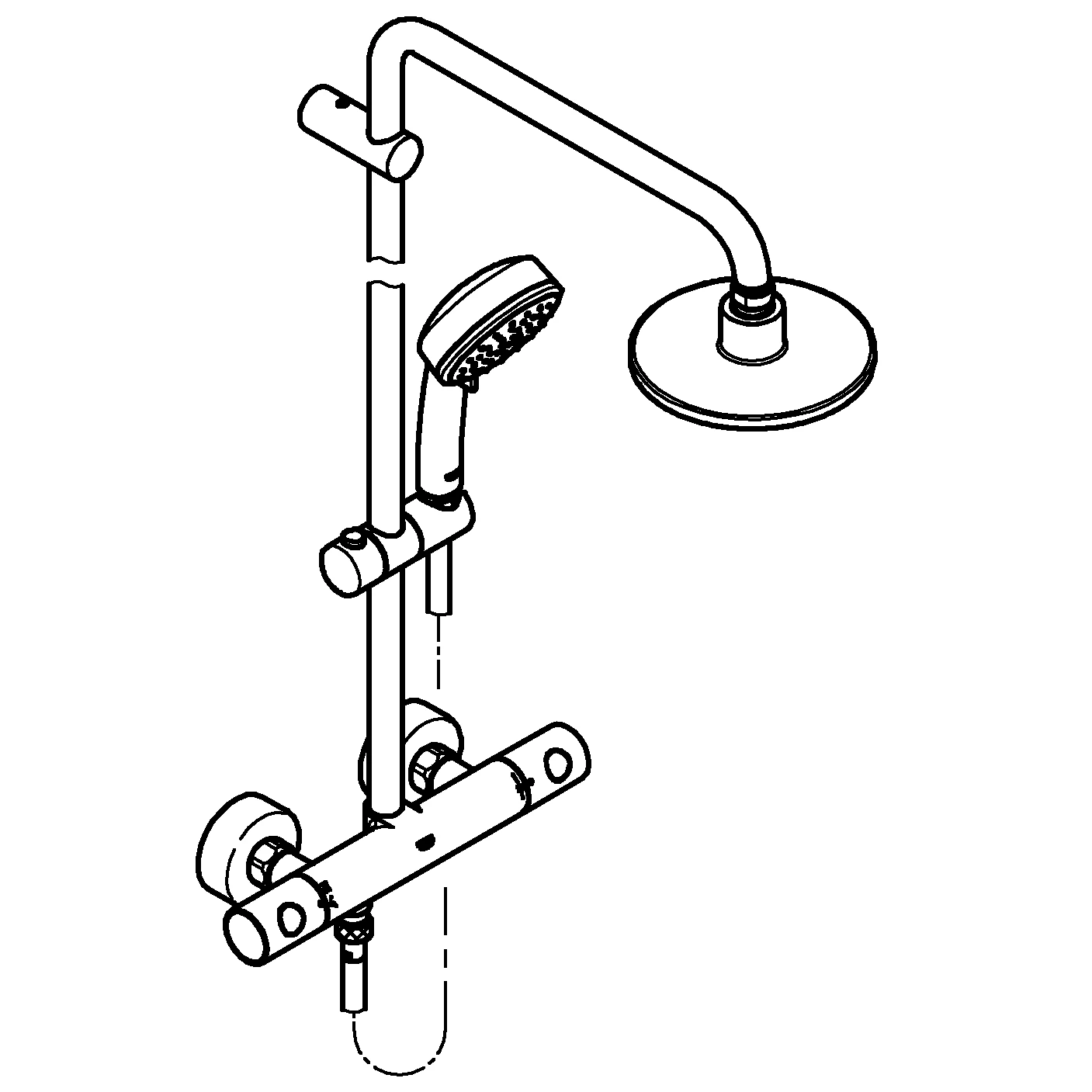 Duschsystem Tempesta Cosmopolitan System 160 27922, mit Aufputz-Thermostatbatterie, Wandmontage, 390 mm Duscharm, chrom