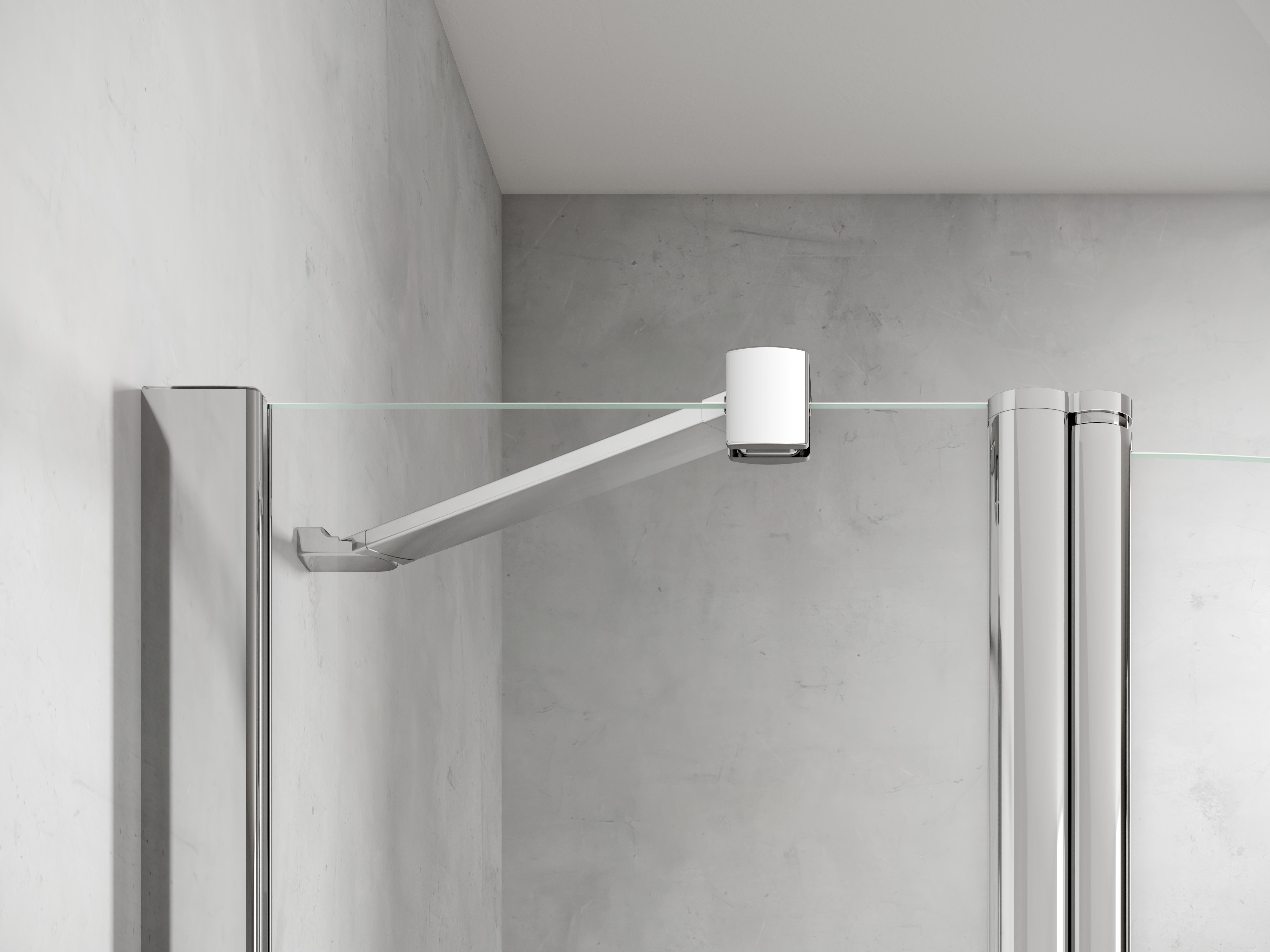 HSK teilgerahmte Eckeinstieg pendelbar 4-teilig „Exklusiv 2.0“ Glas Linea 01 (80 cm), Profile Alu Silber-matt, H: 2000 mm