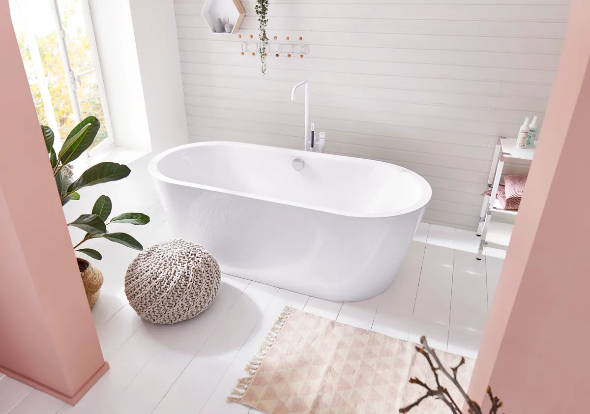 Kaldewei Badewanne „Meisterstück Classic Duo Oval“ vormontiert freistehend oval 170 × 75 cm, links