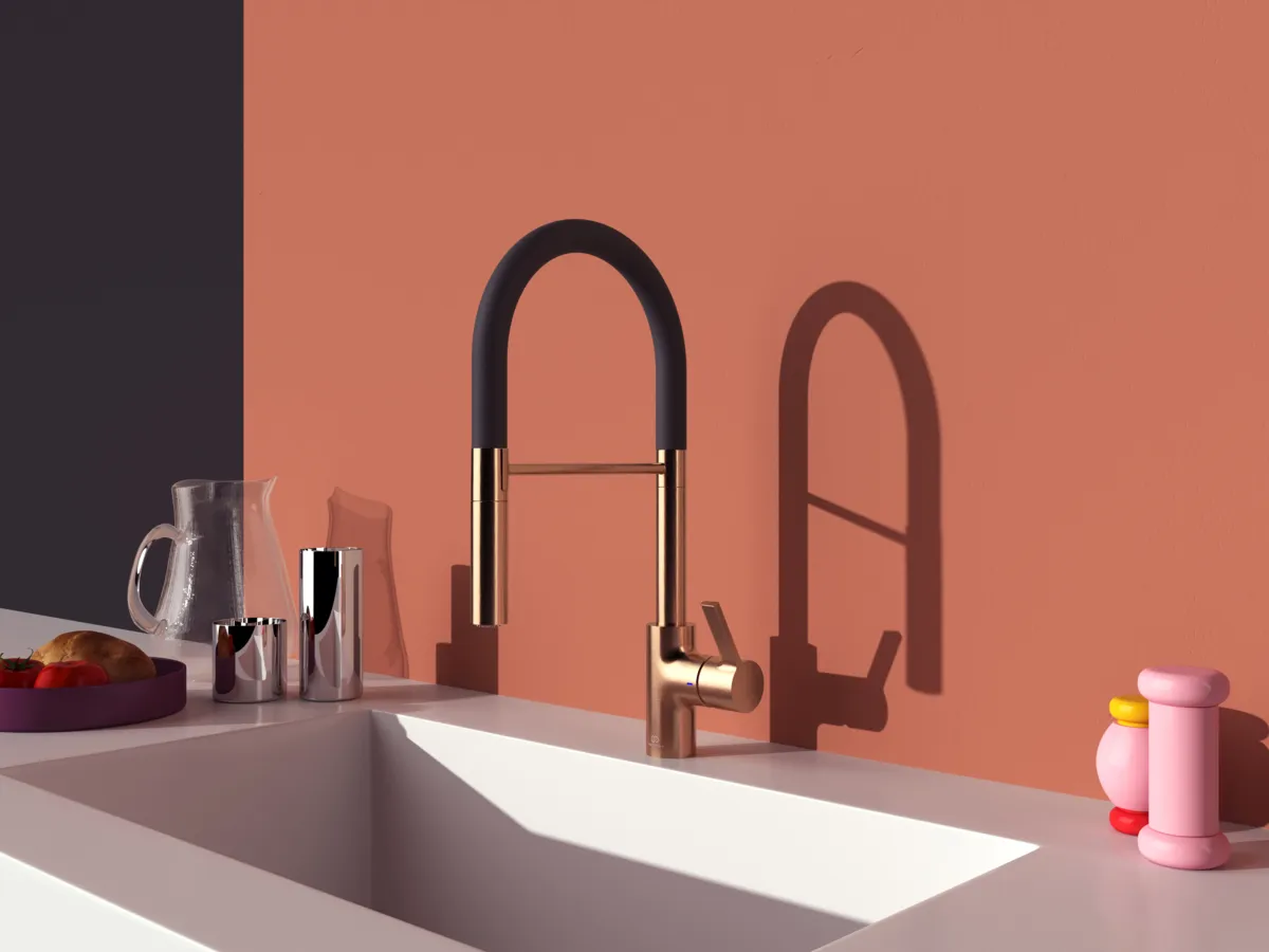 Küchenarmatur Gusto Ausladung 225mm Semi-Pro 2-Funktionsbrause Brushed Gold Küchenarmatur Gusto Ausladung 225mm Semi-Pro 2-Funktionsbrause Brushed Gold