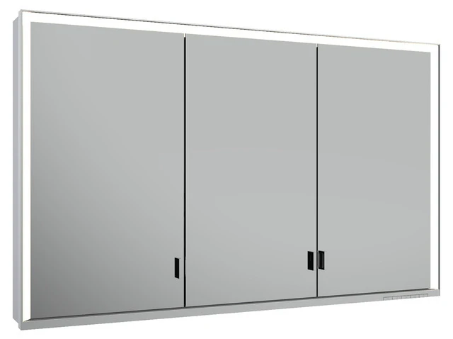 KEUCO Wandvorbau Spiegelschrank mit verdecktem Ablagefach „Royal Lumos“ in Silber (eloxiert), Aufputz, mit Steckdosen 1200 × 735 × 165 mm
