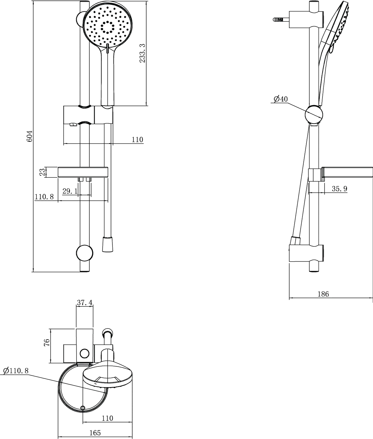 Villeroy & Boch Universal Showers Duschgarnitur TVS109004000 Matt Black Villeroy & Boch Universal Showers Duschgarnitur TVS109004000 Matt Black