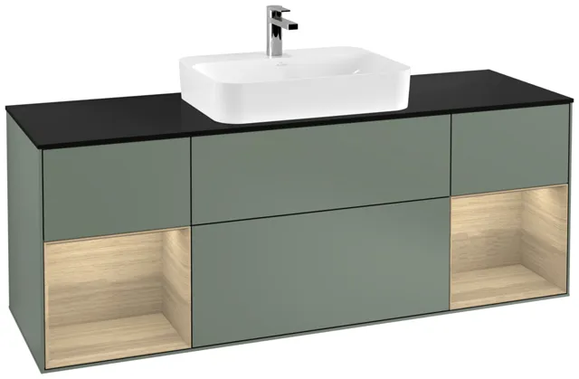 Villeroy & Boch Waschtischunterschrank „Finion“ für Schrankwaschtisch 1600 × 603 × 501 mm Olive Matt Lacquer, für Becken mittig
