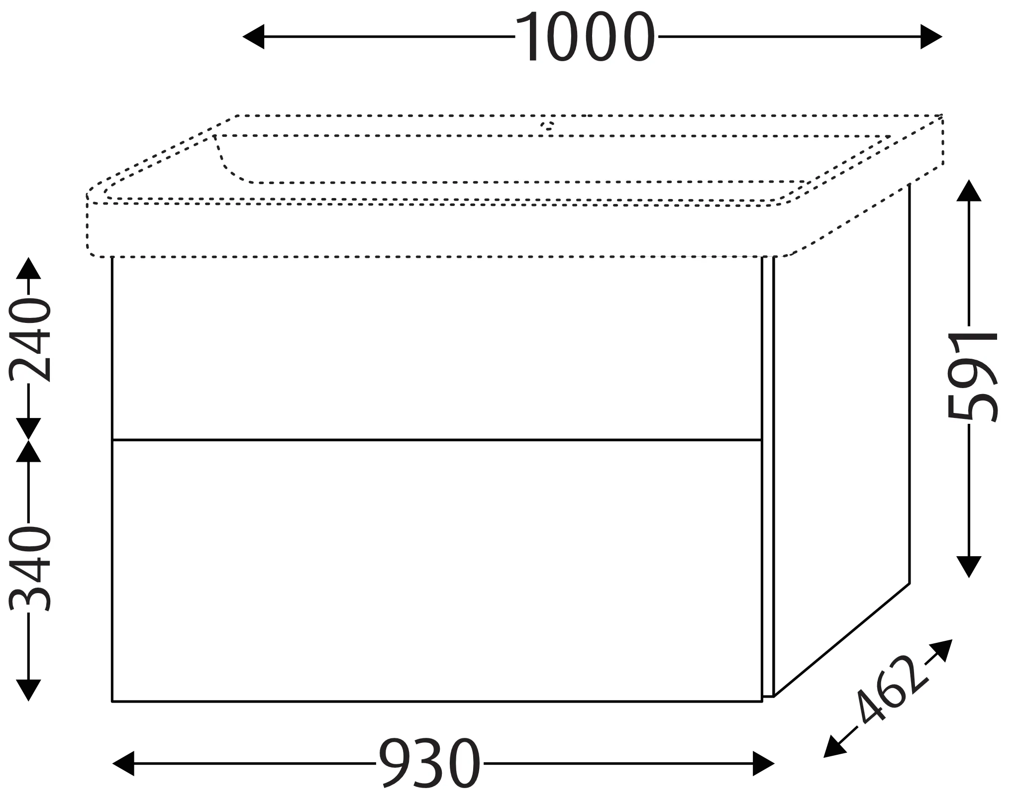 Waschtischunterbau mit Auszügen 3way (BR472) 591x930x462 Anthrazit-Matt