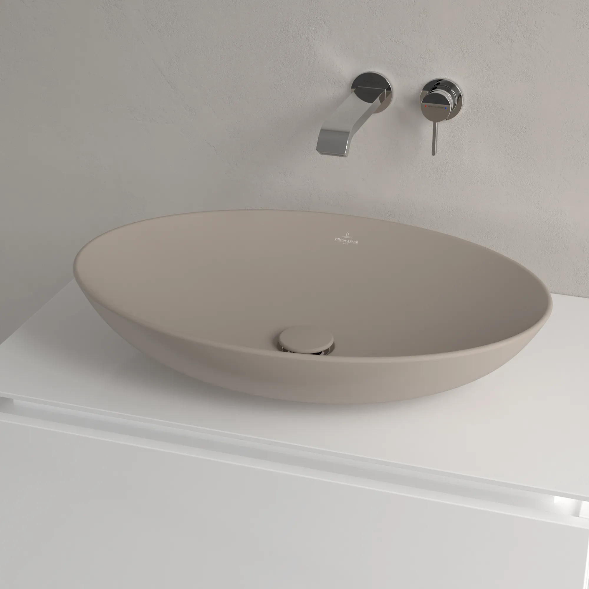 Villeroy & Boch Aufsatzwaschbecken Loop & Friends Almond CeramicPlus 620x420x150mm matt TitanCeram