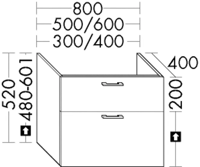 burgbad Waschtischunterschrank „Sys30“ 840 × 520 × 440 mm in Sandstein Solid Matt