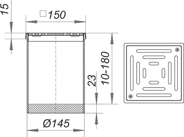 Aufsatz SES 15, Rost massiv, verschraubt, 150 x 150 mm Aufsatz SES 15, Rost massiv, verschraubt, 150 x 150 mm