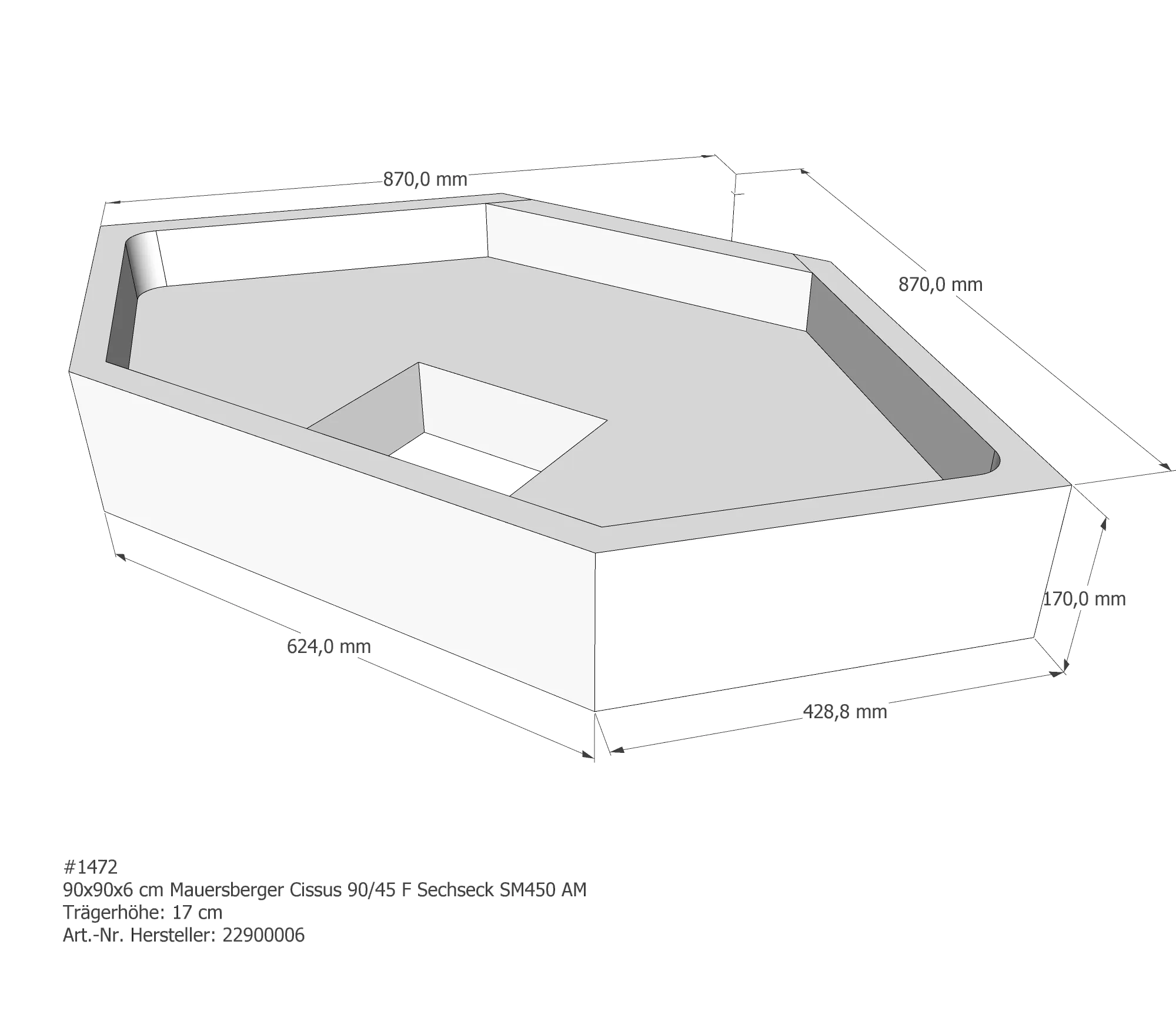 Duschwannenträger für Mauersberger Cissus 90 F 90 × 90 × 6 cm Duschwannenträger für Mauersberger Cissus 90 F 90 × 90 × 6 cm