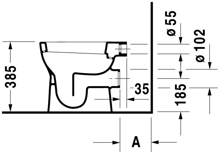 Stand-Flachspül-WC „D-Code“ 35 × 38,5 × 48 cm in, mit Spülrand