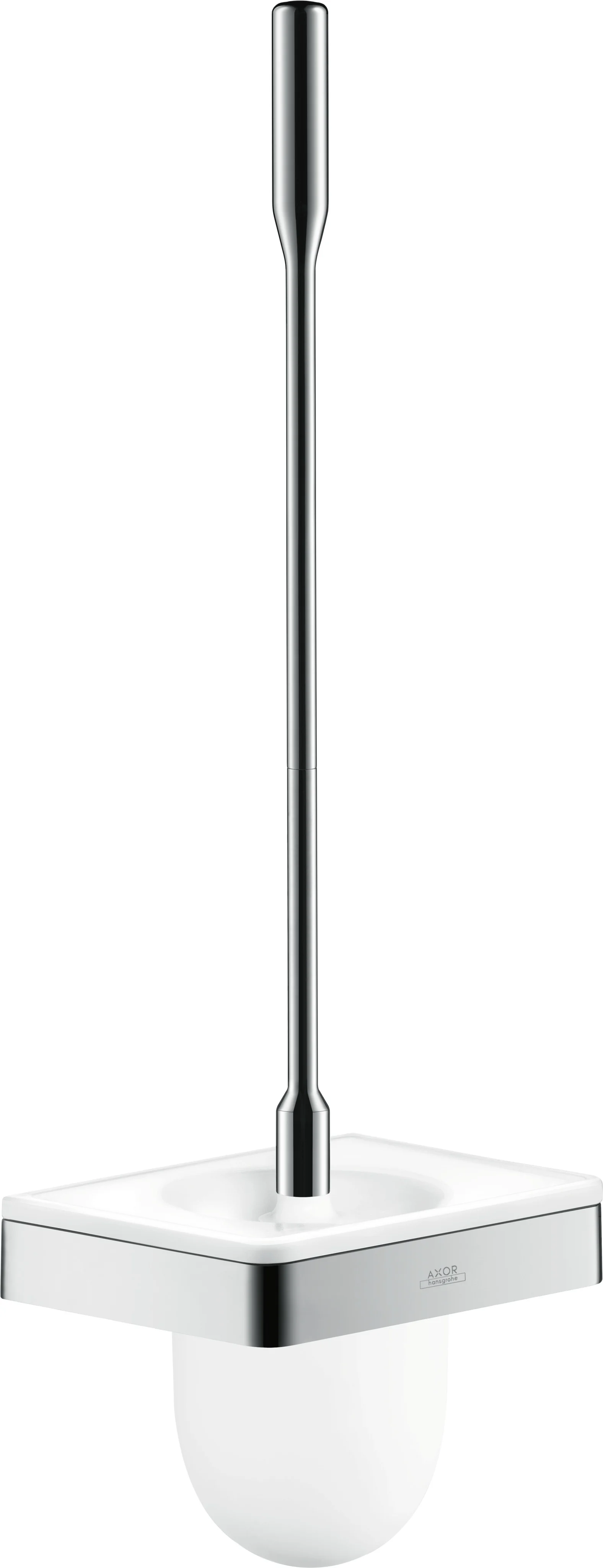 Hansgrohe AXOR Universal Softsquare Toilettenbürstenhalter Wandmontage Chrom, herausnehmbarer Glas-Einsatz, verdeckte Befestigung, Bohrloch-Durchmesser 6 mm