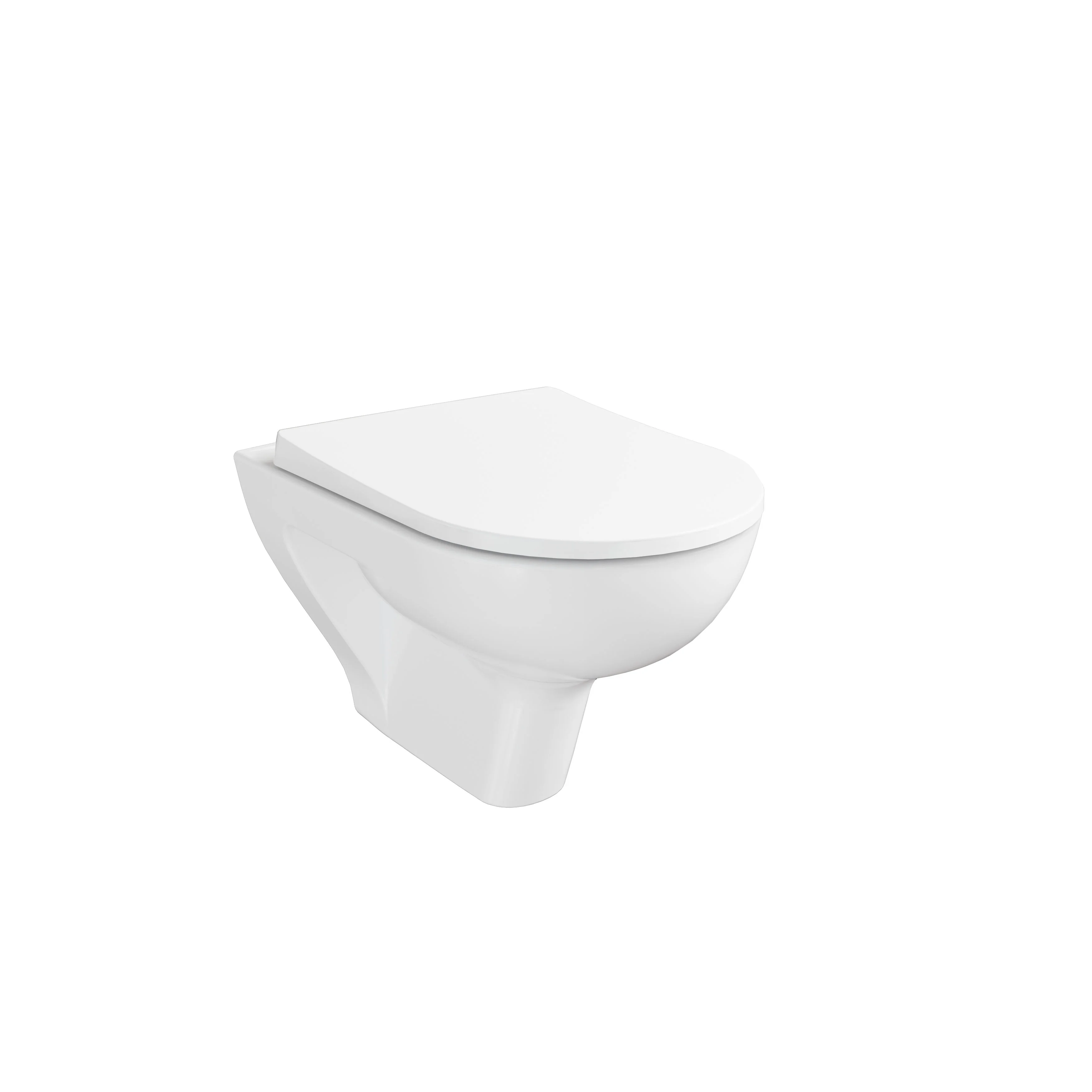 New S20 Round Tiefspüler-Wand-WC Compact spülrandlos Smooth Flush 36 x 49 cm (BxT) Weiß Hochglanz