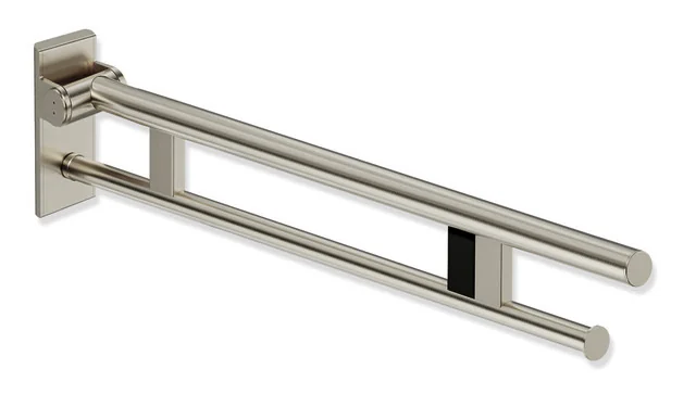 HEWI System 900 Stützklappgriff Duo, Design A, Edelstahl, PVD, Ausladung 900 mm, rechts