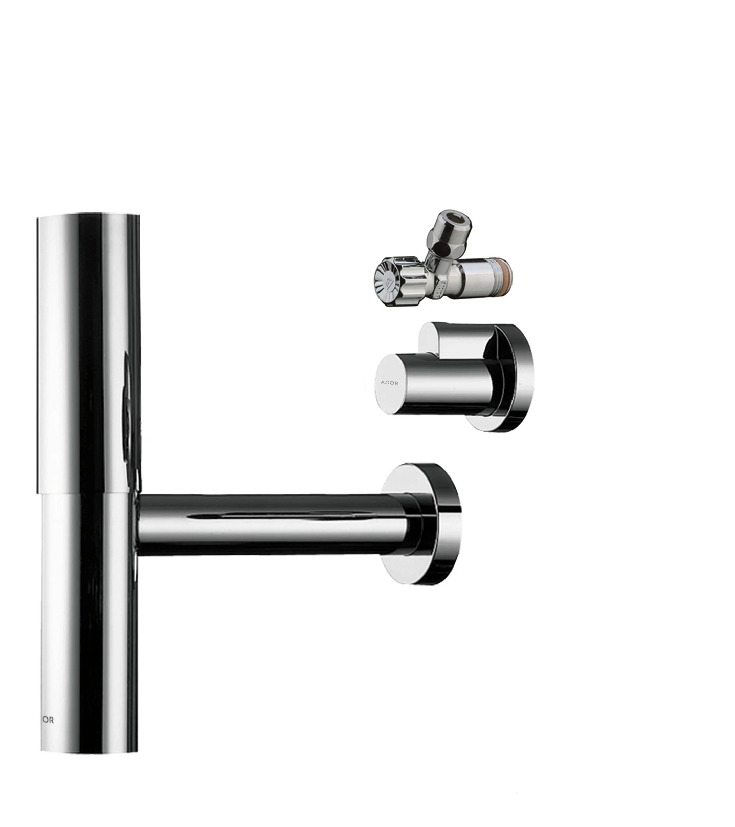 Design Siphon Set Flowstar Axor chrom mit zwei Eckventilen und Schubern Design Siphon Set Flowstar Axor chrom mit zwei Eckventilen und Schubern