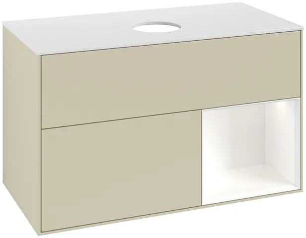 Villeroy & Boch Waschtischunterschrank „Finion“ für Schrankwaschtisch 100 × 60,3 × 50,1 cm 2 Schubladen, für Waschtischposition mittig, inkl. Beleuchtung mittig